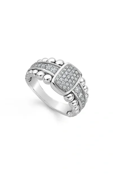 Lagos Sterling Silver Caviar Spark Diamond Ring