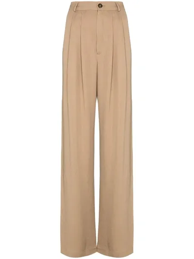 Reformation Mason Darted Wide Leg Trousers In Khaki