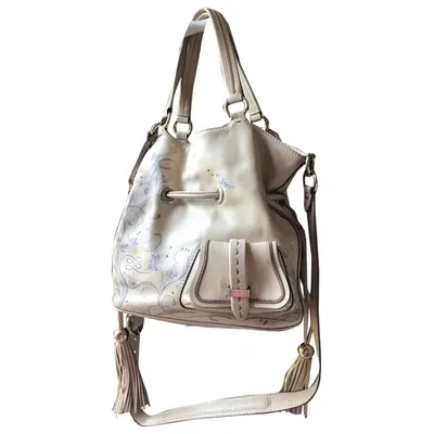 Pre-owned Lancel 1er Flirt Leather Handbag In Beige