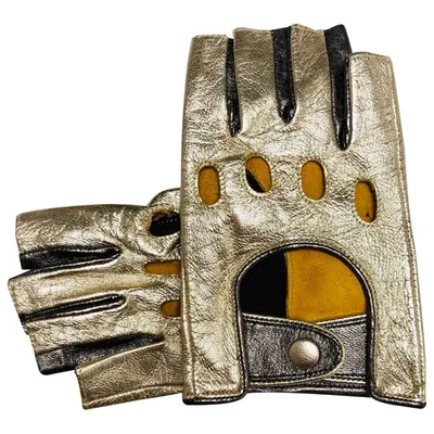 Pre-owned Paule Ka Leather Mittens In Gold