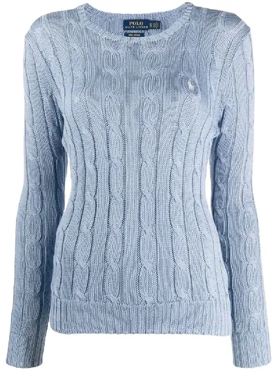 Polo Ralph Lauren Julianna Cable Knit Sweater In Chambray Blue