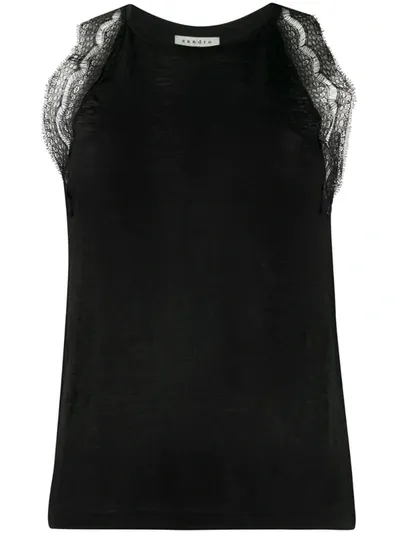 Sandro Lame Lace Sleeveless Top In Black