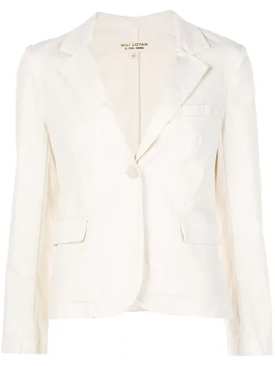 Nili Lotan Brad Cropped Cotton-blend Twill Blazer In Ivory