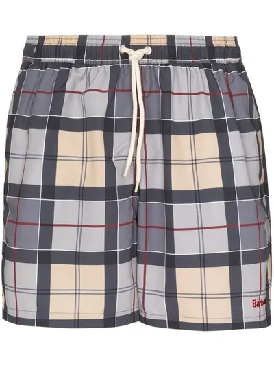 Barbour Tartan Drawstring Swim Trunks In Dress Tart