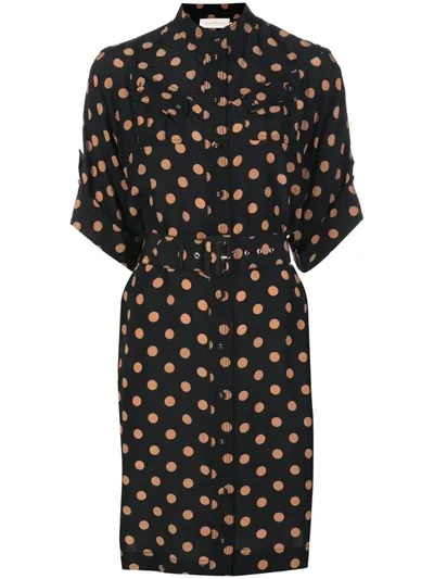 Zimmermann Silk Utility Midi Dress In Black/tan Dot