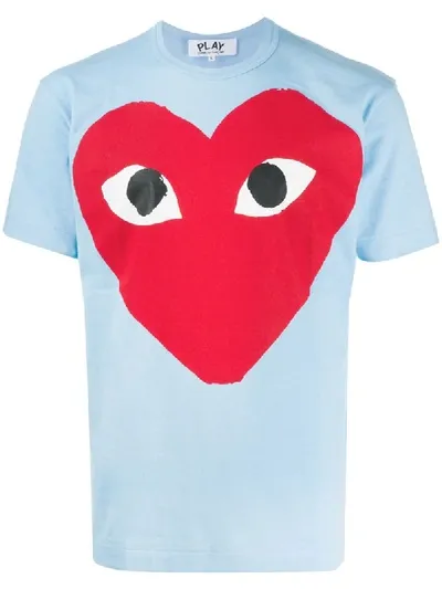 Comme Des Garçons Play Crew Neck Heart Logo T-shirt In Blue