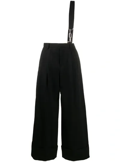 Comme Des Garçons Chain Strap Wide Leg Trousers In Black