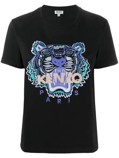 Kenzo T-shirt Stampa Tiger In Black