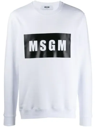 Msgm Contrast Logo Sweatshirt In White