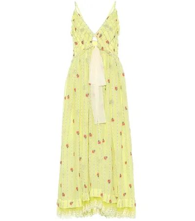 Chloé Embroidered Silk Blend Midi Dress In Yellow