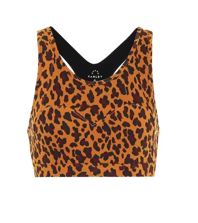 Varley Basset Cheetah-print Sports Bra In Brown