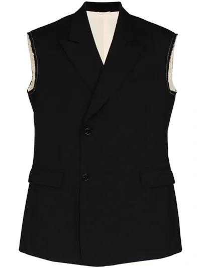 Raf Simons Asymmetric Sleeveless Blazer In Black