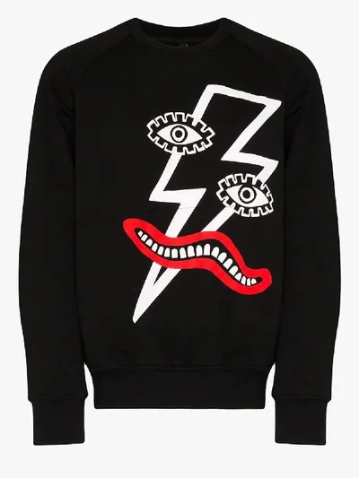 Neil Barrett 'picasso Bolt' Sweatshirt In Black