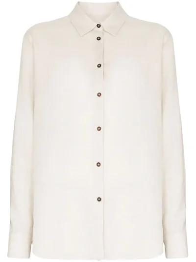 Asceno Cream Milan Organic Linen Shirt In Neutrals