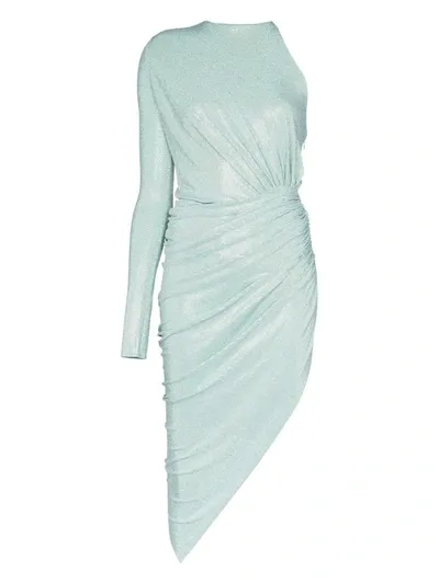 Alexandre Vauthier Asymmetric Dress With Allover Rhinestone Application In Blue