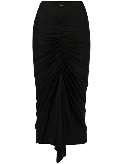 Dodo Bar Or Terra Ruched Stretch-jersey Midi Skirt In Black