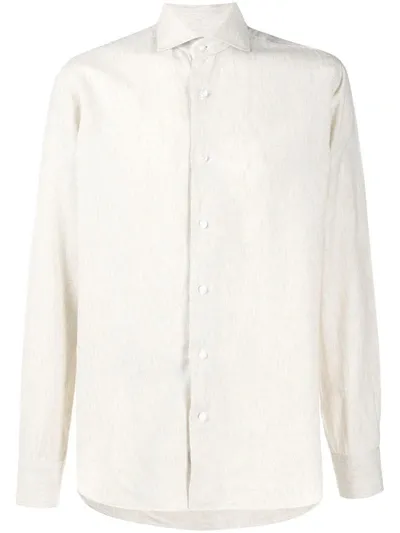 Barba Textured Linen Shirts In Neutrals