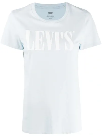 Levi's Serif Logo T Shirt In Baby Blue