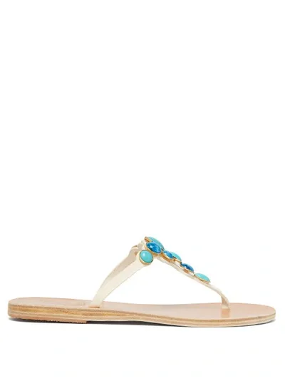 Ancient Greek Sandals Lina Gemstone-embellished Leather Sandals In Ivory