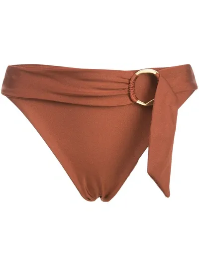 Cult Gaia Lexi Embellished Bikini Briefs In Brown