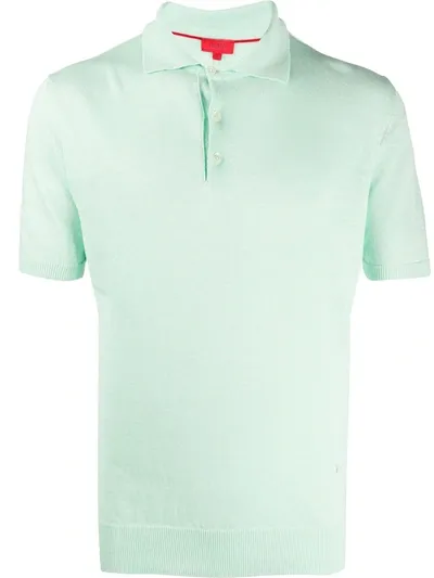 Isaia Men's Short Sleeve Washed Pique Polo Shirt In Green