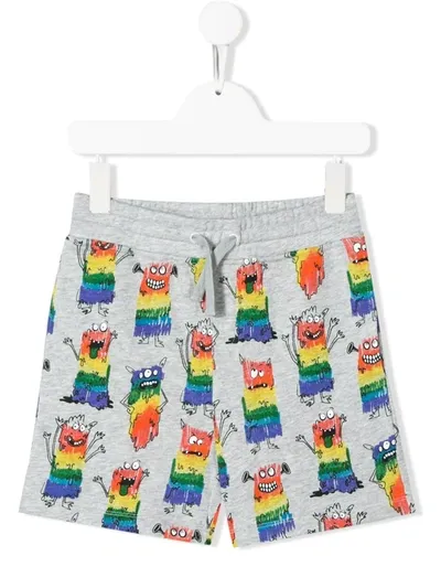 Stella Mccartney Kids' Rainbow Monsters Bermuda Shorts In Gray Sweatshirt In Grey