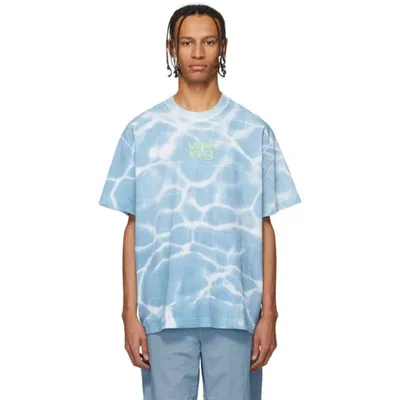 Alexander Wang Blue Pool Water Print Logo T-shirt In 431 Pool Bl