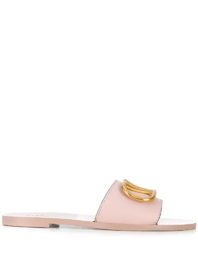 Valentino Garavani Vlogo Leather Sandals In Pink