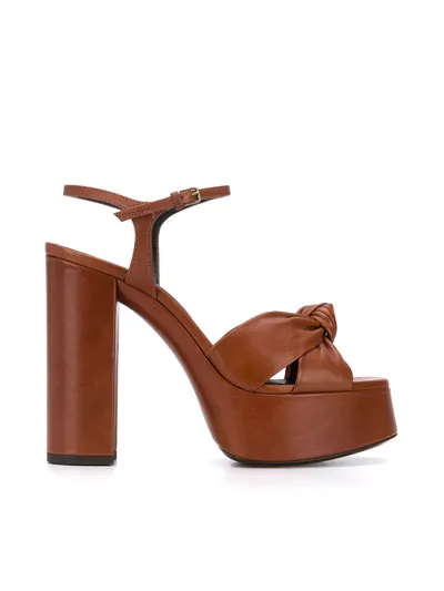 Saint Laurent Bianca 110mm Platform Sandals In New Papaya