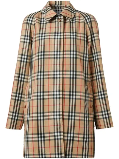 Burberry Vintage Check Car Coat In Beige