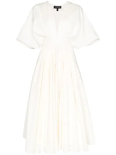 Anouki Folded Fit And Flare Dress In White