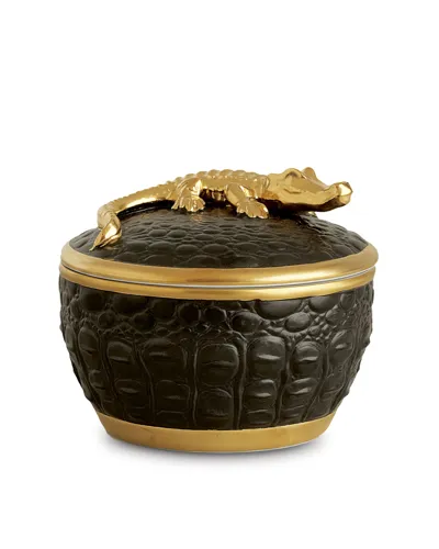 L'objet Gold Crocodile Pink Champagne Scented Candle In Black/gold