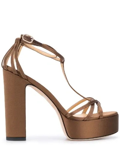 Giannico Evelyn Sandals In Brown Satin