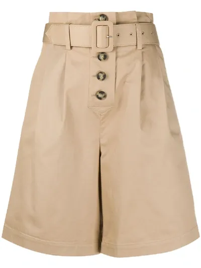 Self-portrait Belted Bermuda Shorts In Neutrals