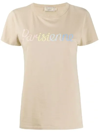 Maison Kitsuné T-shirt Mit Slogan In Neutrals