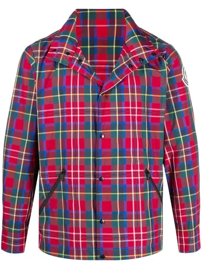 Moncler Tartan-print Windbreaker Jacket In Red