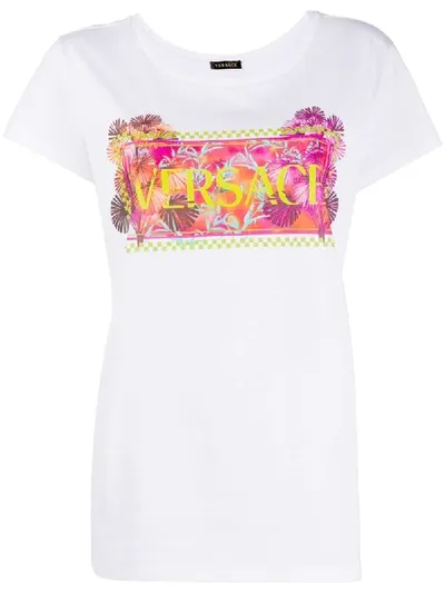 Versace 90s Vintage Logo Print T-shirt In White