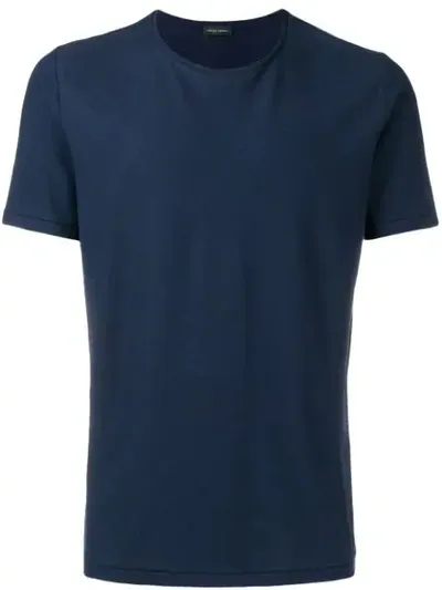 Roberto Collina Crew Neck Cotton T-shirt In Blue