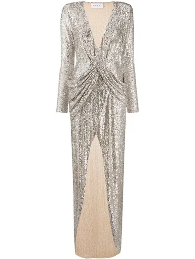 Nervi Sequin-embellished Draped Cocktail Dress In Silver