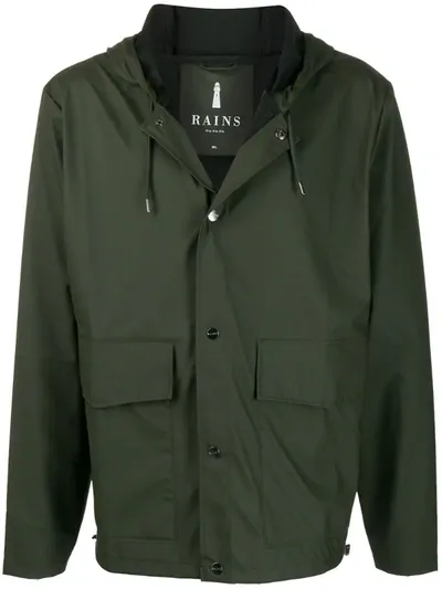 Rains Hooded Rain Jacket In Green