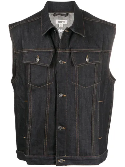 Phipps Fitted Denim Vest In Blue