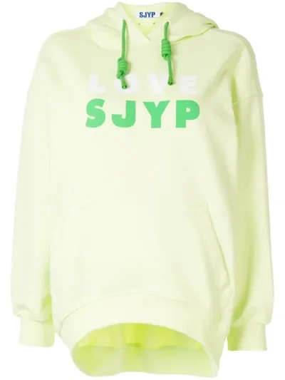 Sjyp Love Logo Print Hoodie In Yellow