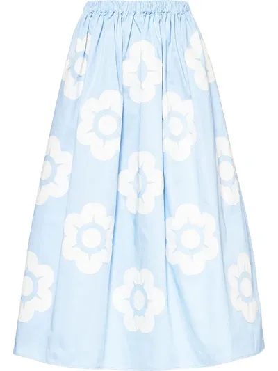 Miu Miu Floral Print Skirt In Blue