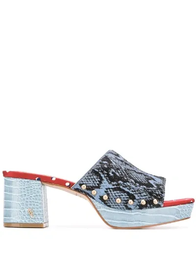 Kurt Geiger Beatriz Snakeskin Effect Sandals In Blue