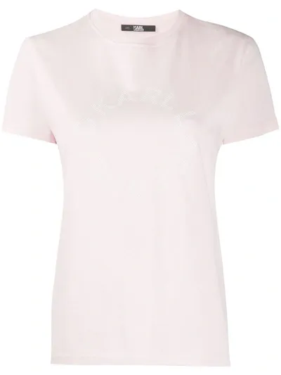 Karl Lagerfeld Circle Logo Cotton T-shirt In Pink