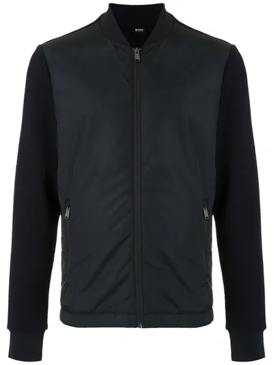 Hugo Boss Padded Panel Zip-up Sweatshirt In Blue