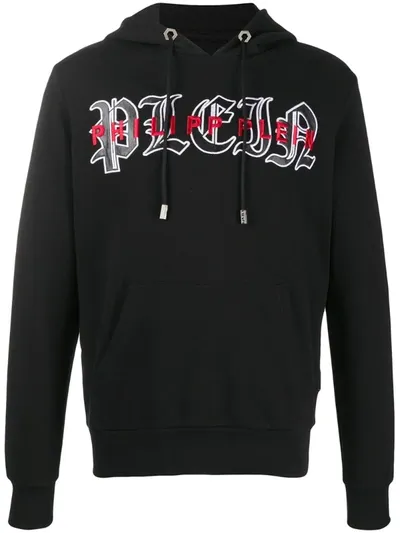 Philipp Plein Embroidered Logo Hoodie In Black