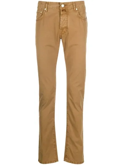 Jacob Cohen Mid-rise Slim Trousers In Neutrals