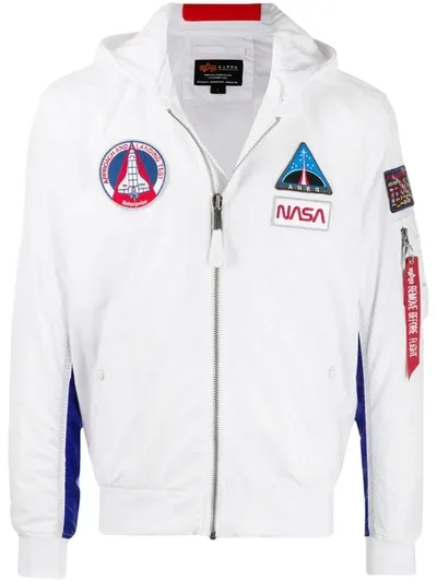 Alpha Industries Ma-1 Tt Nasa Hooded Jacket In White