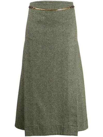 Victoria Beckham Chain Detail A-line Skirt In Green